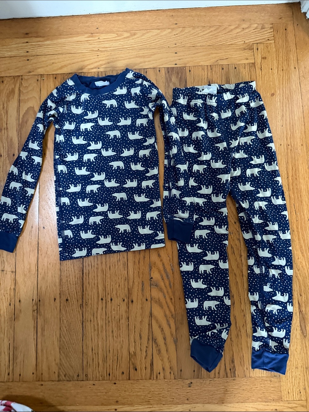 Hanna Andersson Navy Blue Polar Bear Print Pajama Set
